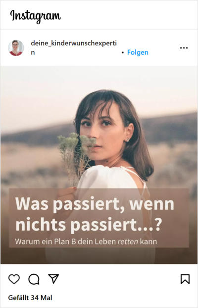 Infos zum individuellen Plan B und weitere Kinderwunsch-Tipps auf Instagram